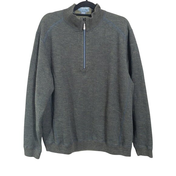 Tommy Bahama Other - Tommy Bahama Green Reversible Quarter Zip Sweater SZ XL Cotton Blend Warm